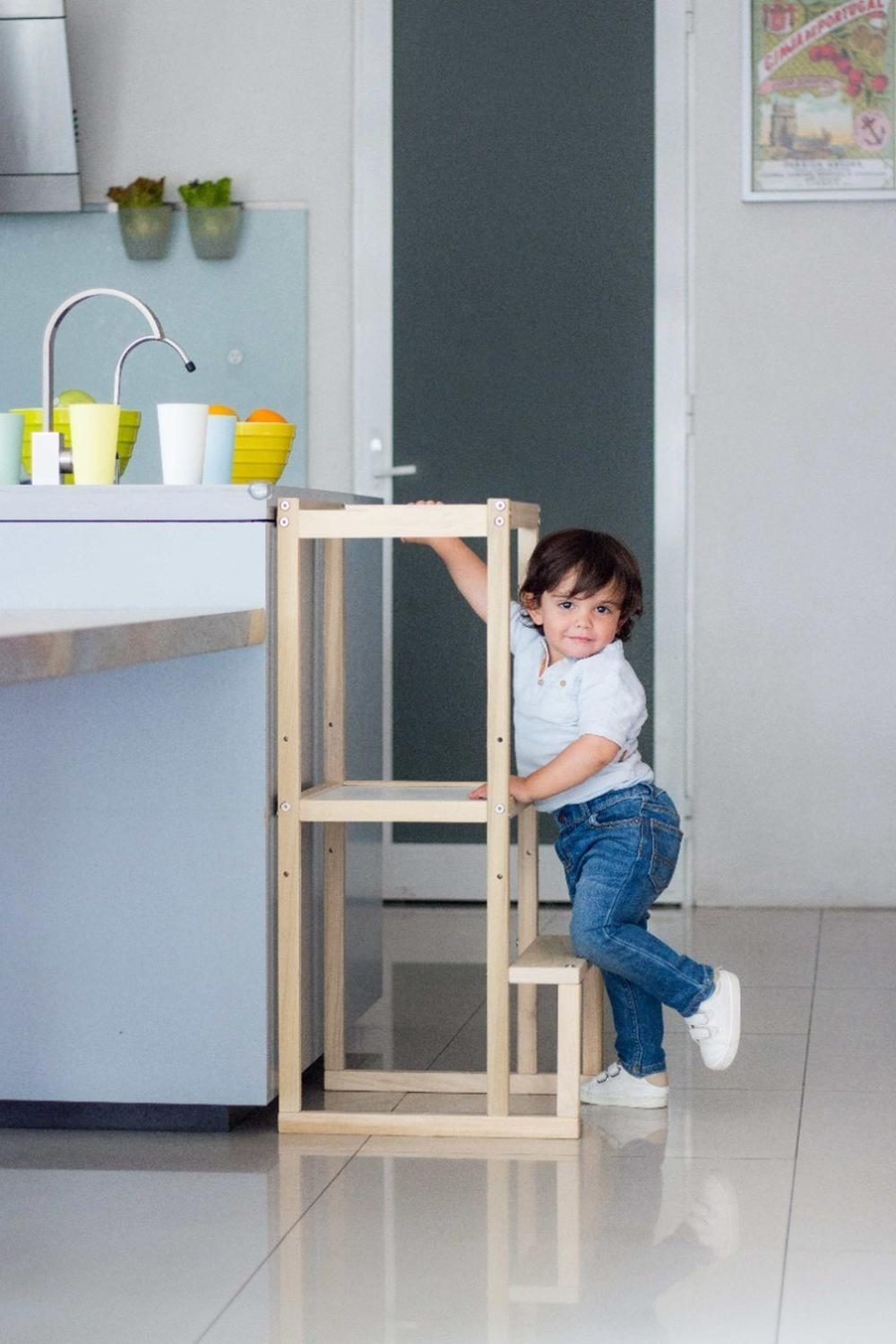 Monkler - Torre de aprendizaje plegable y multinivel ❣️Montessori Para que  los pequeños puedan desempeñar actividades seguras en mesones, lavabos,  comedor, es necesario que se sientan y estén seguros en su entorno