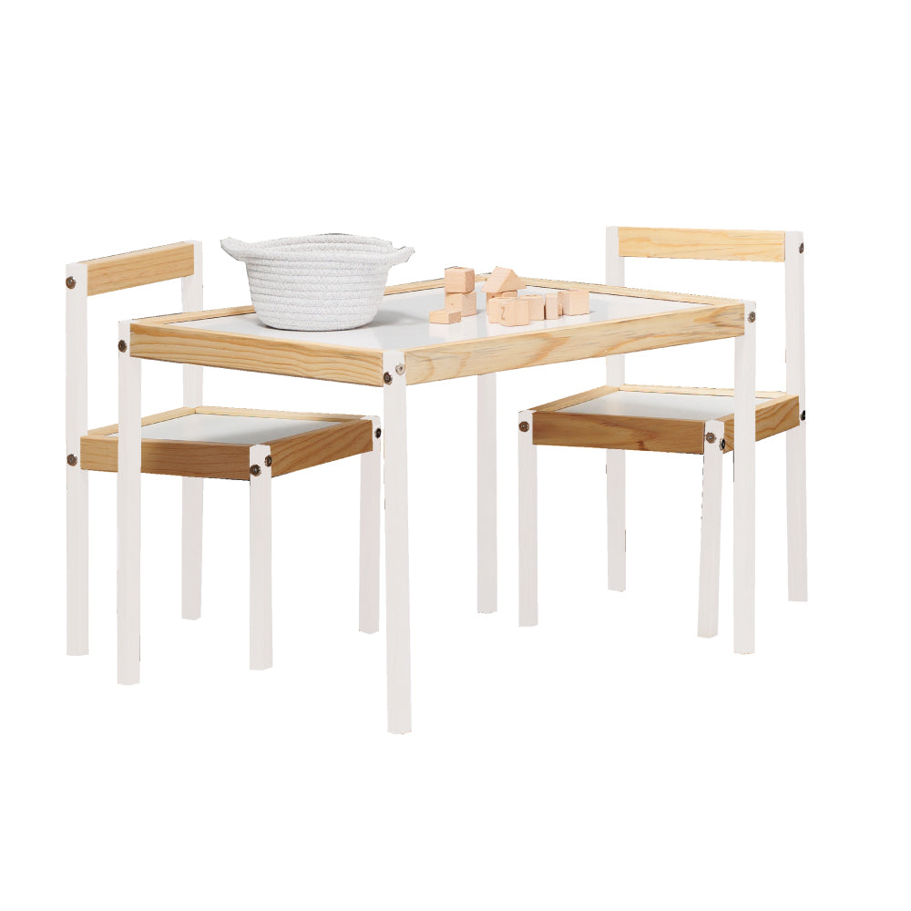 Juego Mesa Y 2 Sillas Infantiles AIYAPLAY - Pizarra Negra Inclinada, Madera Pino, Para 3-8 Años
